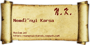 Neményi Karsa névjegykártya